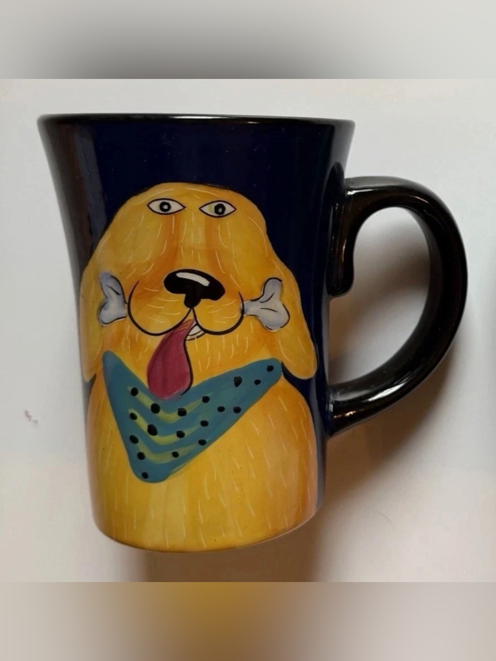 Naylor Designs Kitschy Dog Mug Yellow Labrador & Party Coffee Cup 16 oz